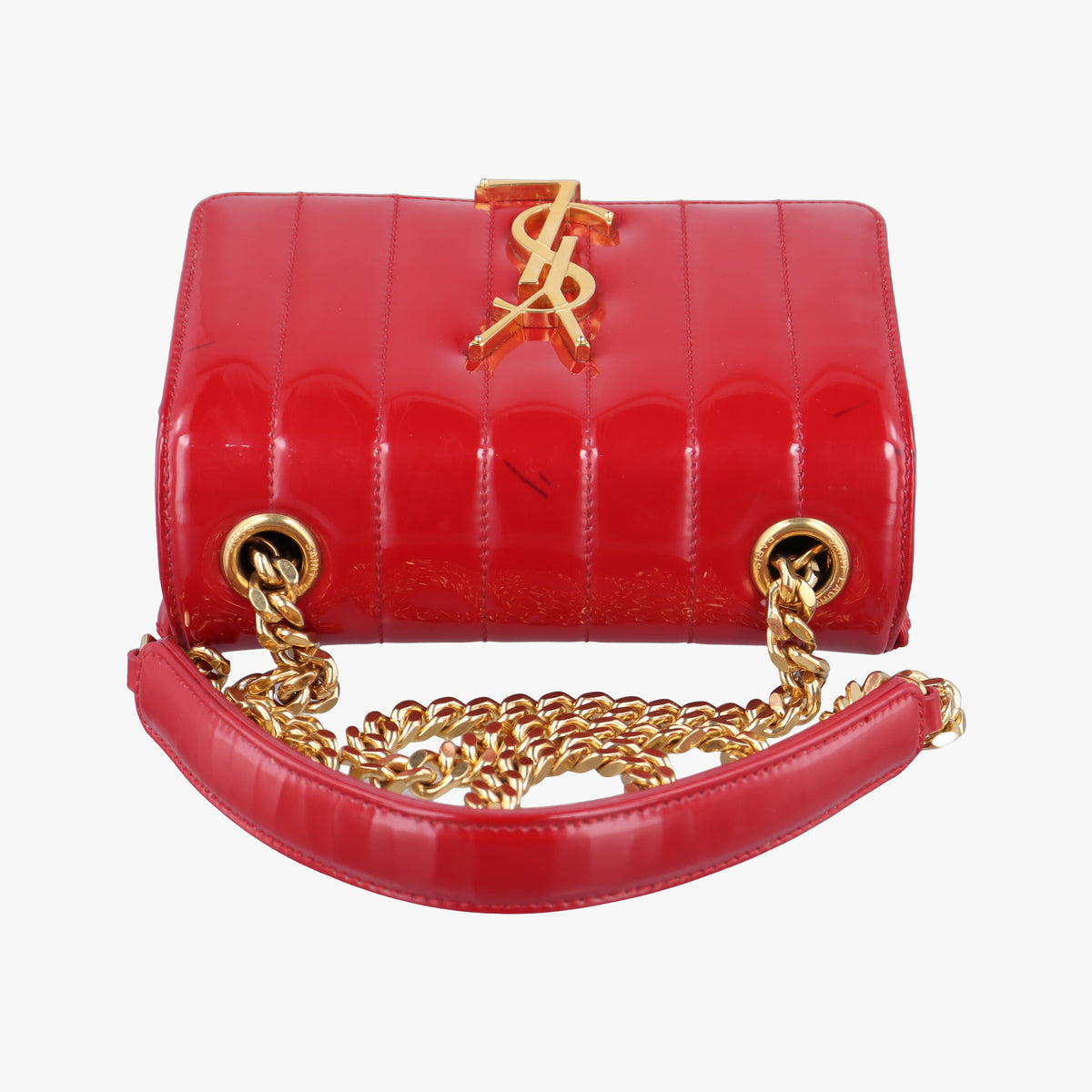 Pre-owned Yves Saint Laurent VICKY Red Patent Leather 538439 shoulderbag | stylenewstar