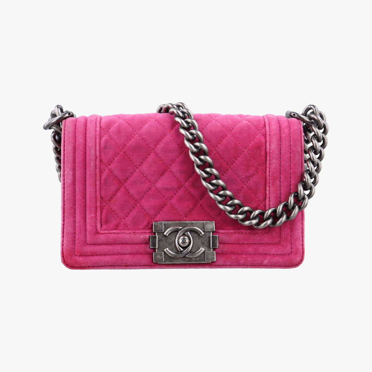 Pre-owned Chanel BOY CHANEL Rose velour A67416 shoulderbag | stylenewstar