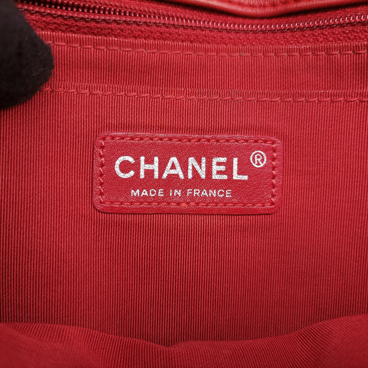 Pre-owned Chanel Chevron Jersey Trim Leo Lion Red Leather A49312 shoulderbag | stylenewstar