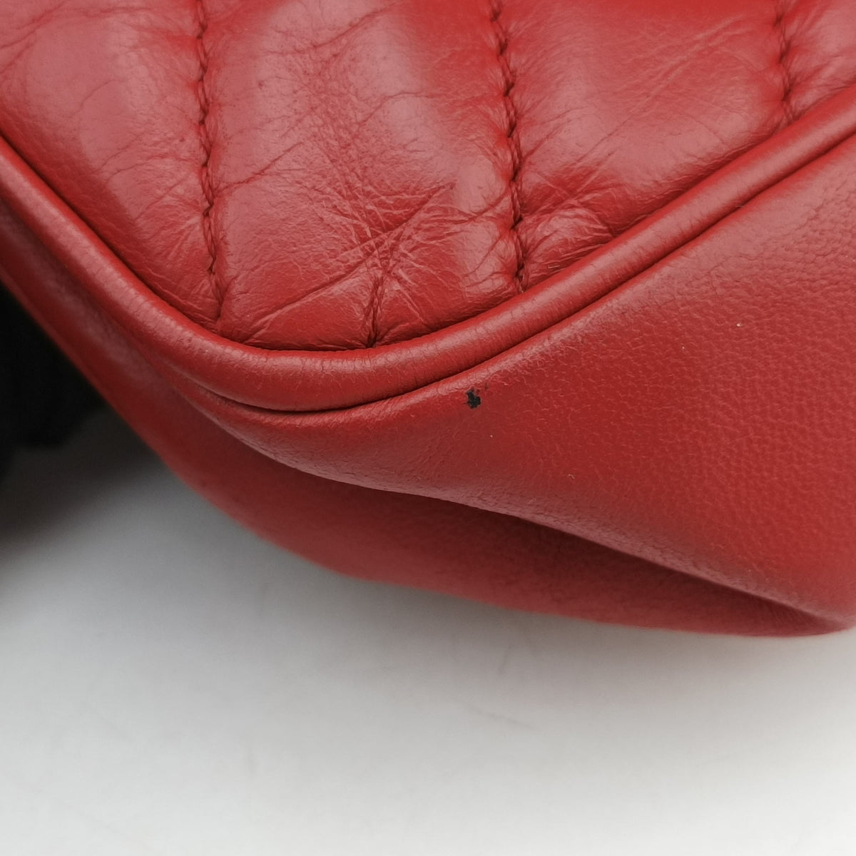 Pre-owned Chanel Chevron Jersey Trim Leo Lion Red Leather A49312 shoulderbag | stylenewstar