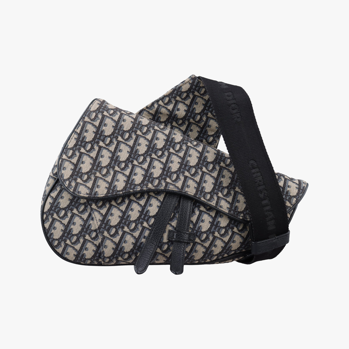 Secondhand Christian Dior saddle Navy Jacquard×Leather  bum bag/waist bag | stylenewstar