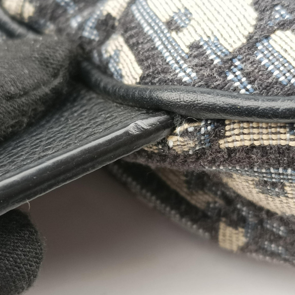Secondhand Christian Dior saddle Navy Jacquard×Leather  bum bag/waist bag | stylenewstar