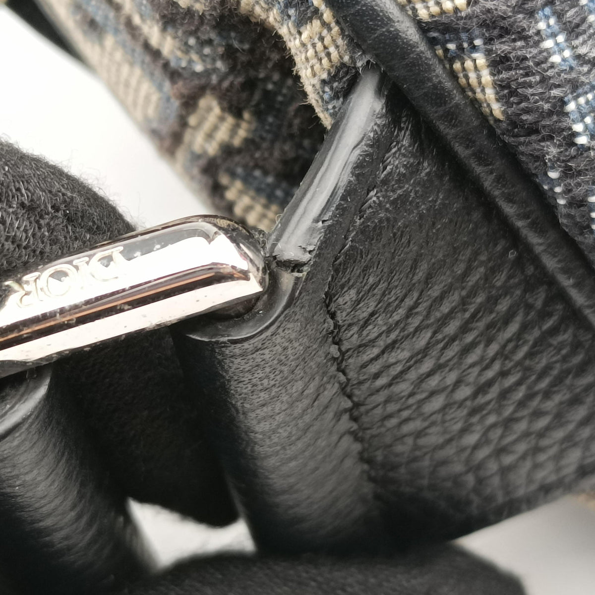 Secondhand Christian Dior saddle Navy Jacquard×Leather  bum bag/waist bag | stylenewstar