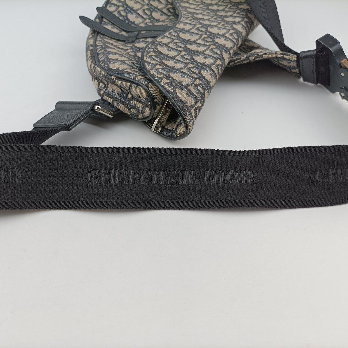 Secondhand Christian Dior saddle Navy Jacquard×Leather  bum bag/waist bag | stylenewstar
