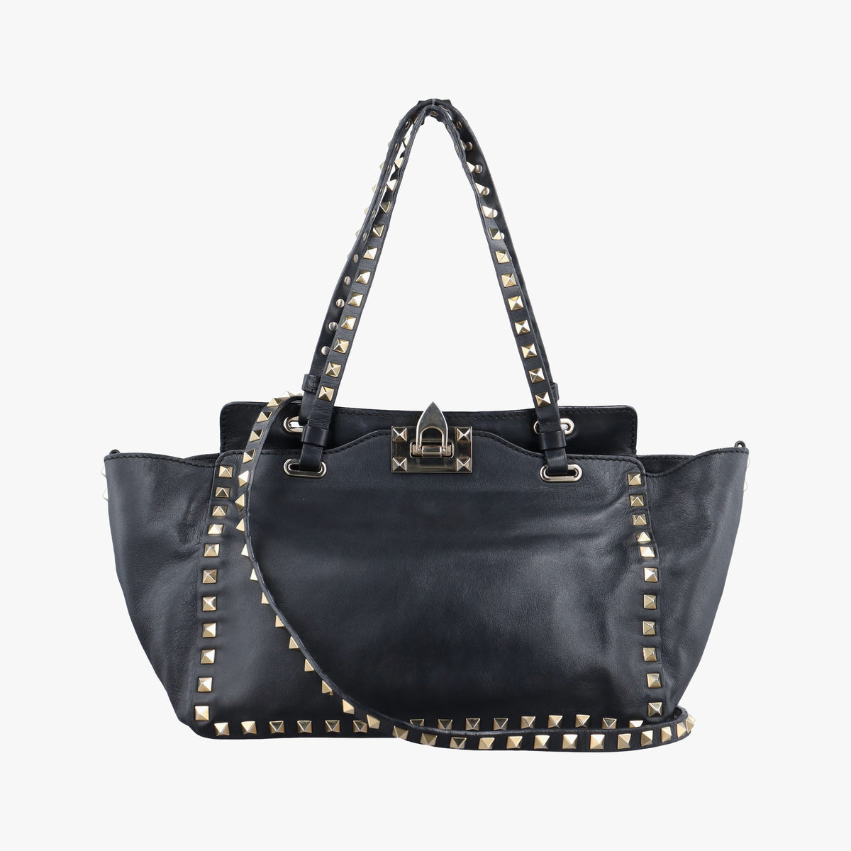 Pre-owned Valentino Rockstud Black Leather  shoulderbag | stylenewstar