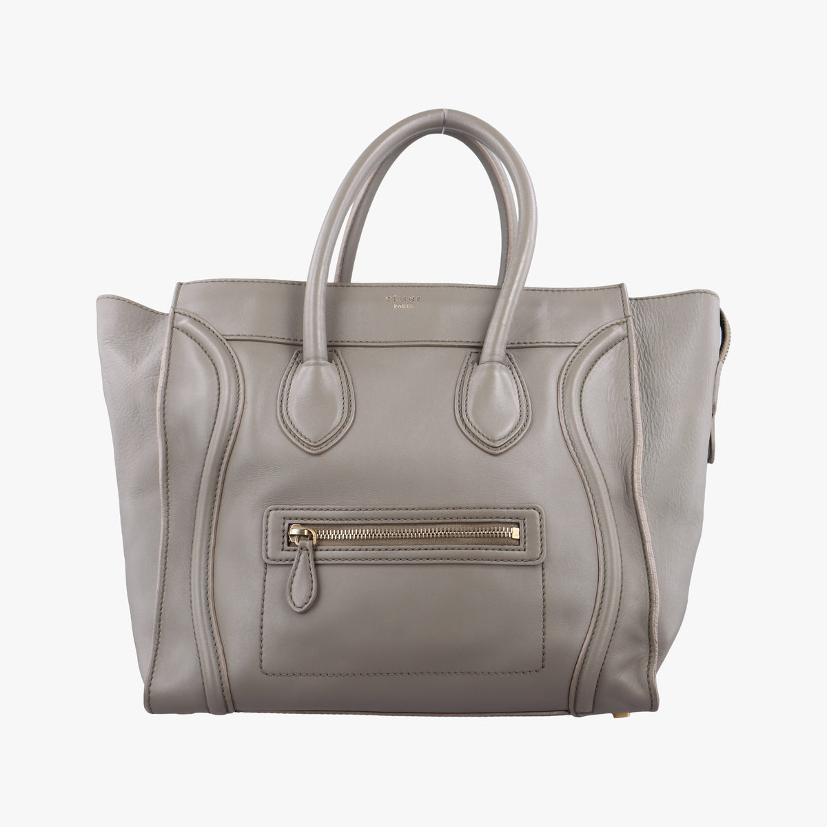 Pre-owned Celine luggage mini shopper Grey Leather  handbag | stylenewstar