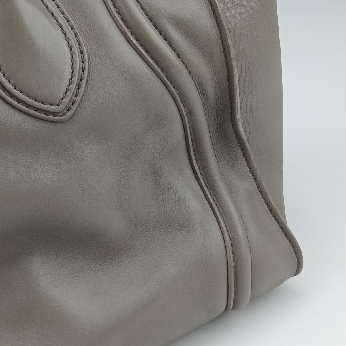 Pre-owned Celine luggage mini shopper Grey Leather  handbag | stylenewstar