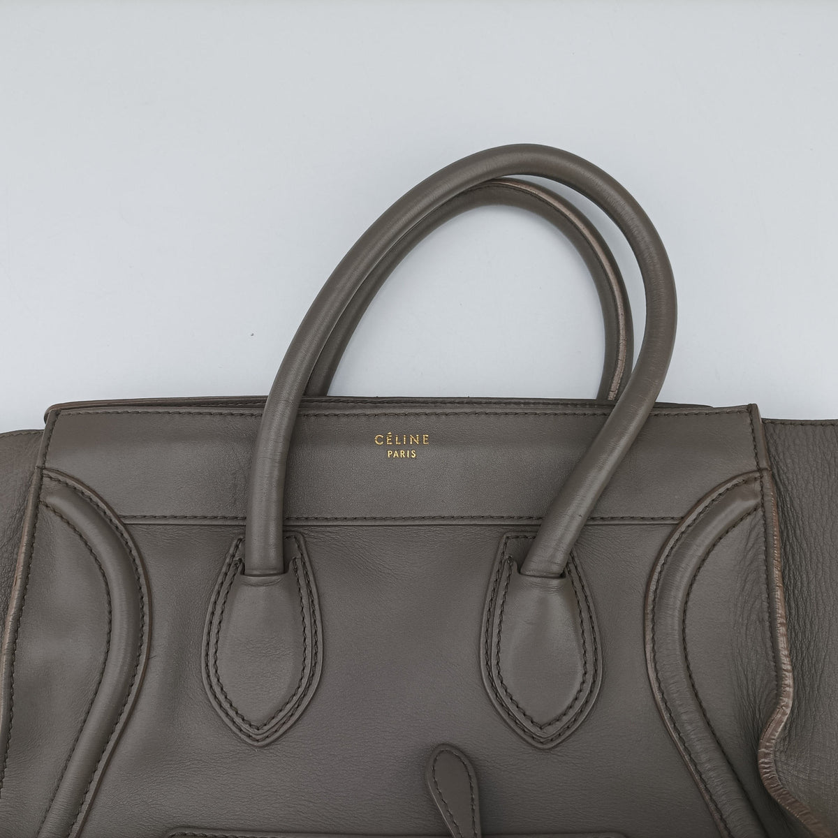 Pre-owned Celine luggage mini shopper Grey Leather  handbag | stylenewstar