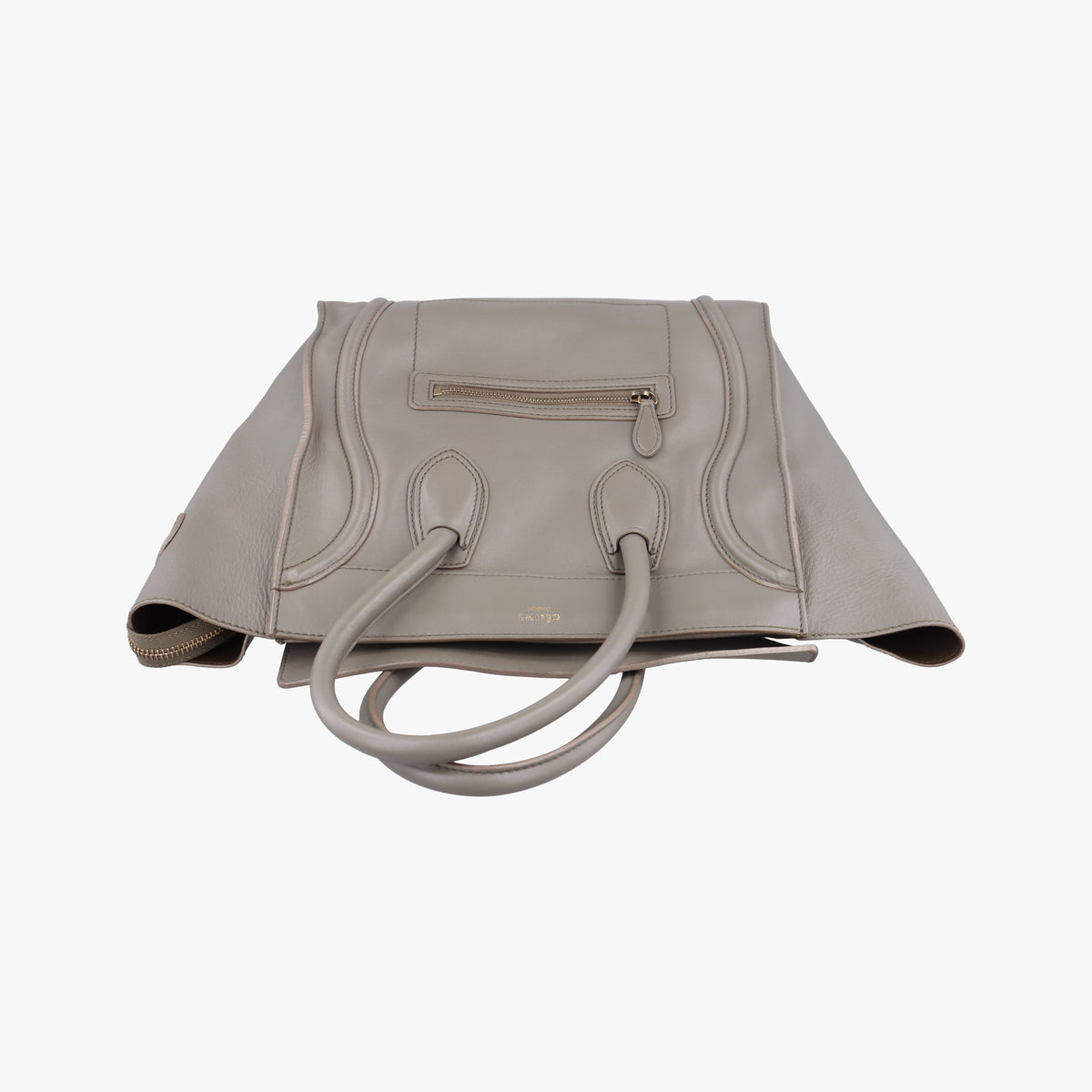Pre-owned Celine luggage mini shopper Grey Leather  handbag | stylenewstar