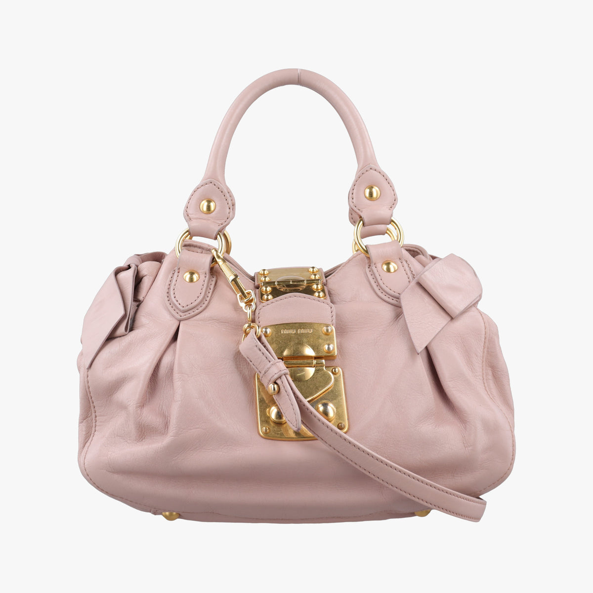 Pre-owned Miu Miu VITELLO LUX Pink Leather  shoulderbag | stylenewstar
