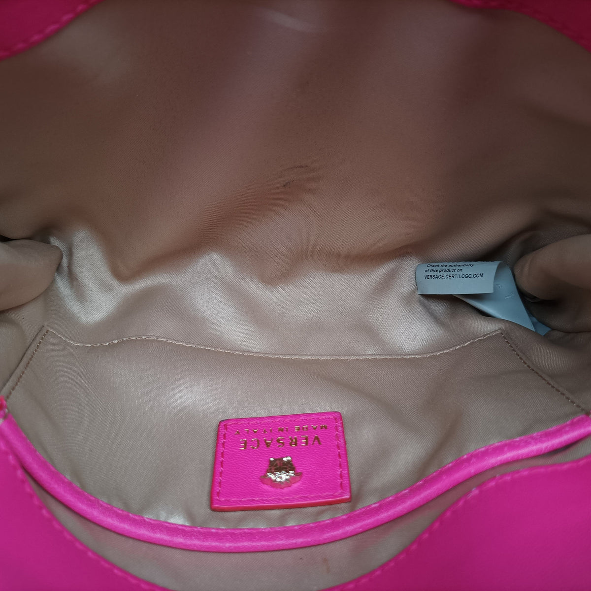 Pre-owned VERSACE La Medusa Rose Leather  shoulderbag | stylenewstar