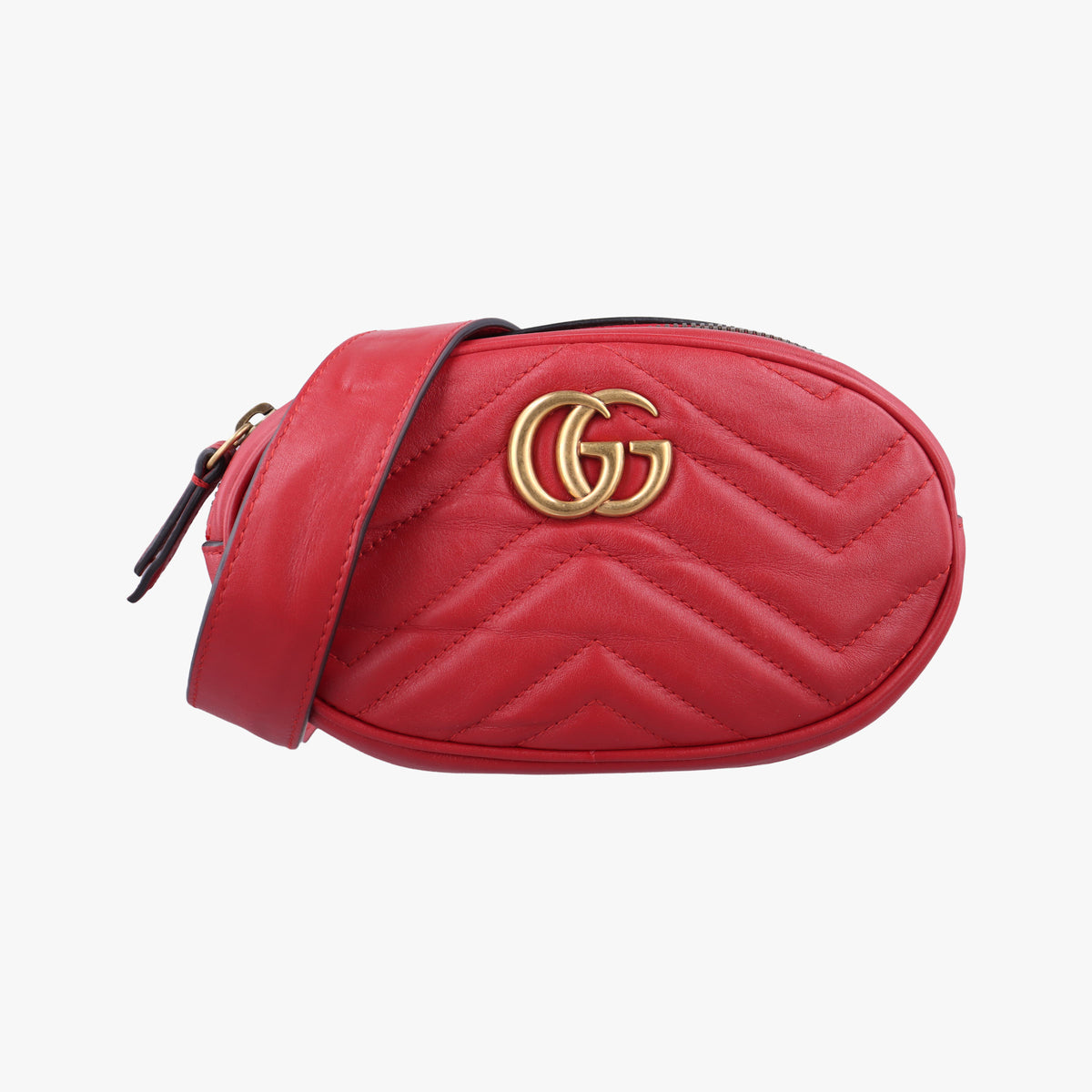 Secondhand Gucci GG Marmont Red Leather 476434 bum bag/waist bag | stylenewstar