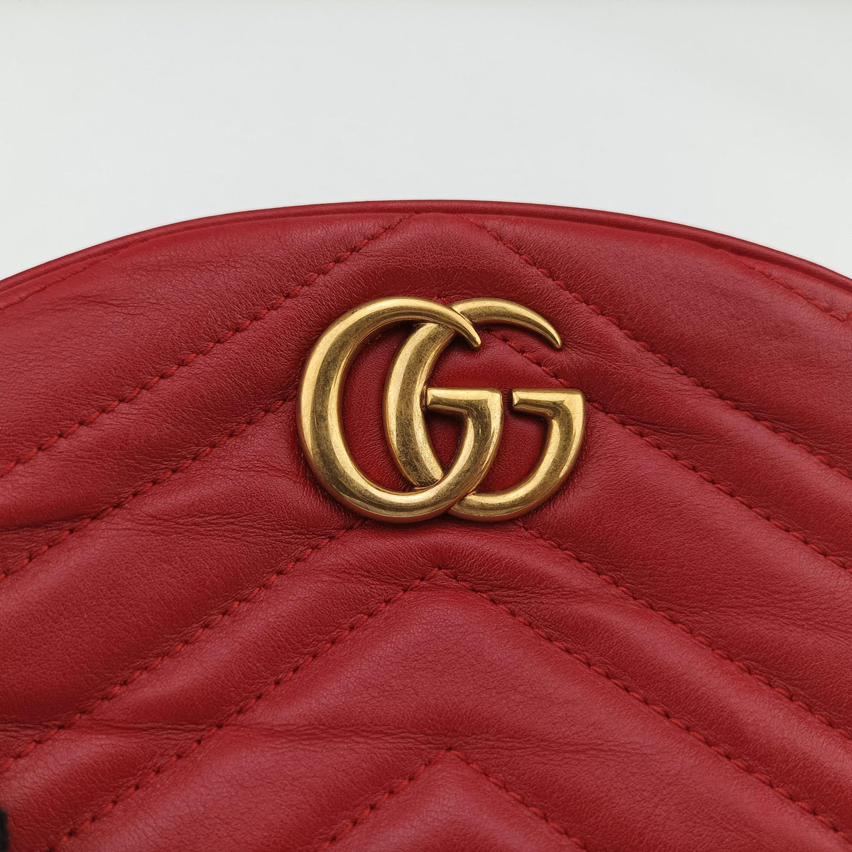 Secondhand Gucci GG Marmont Red Leather 476434 bum bag/waist bag | stylenewstar