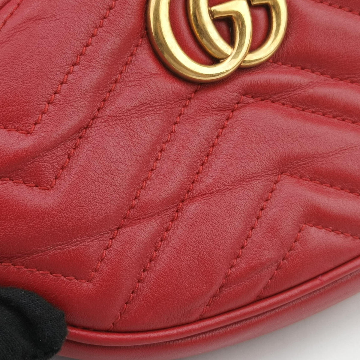 Secondhand Gucci GG Marmont Red Leather 476434 bum bag/waist bag | stylenewstar