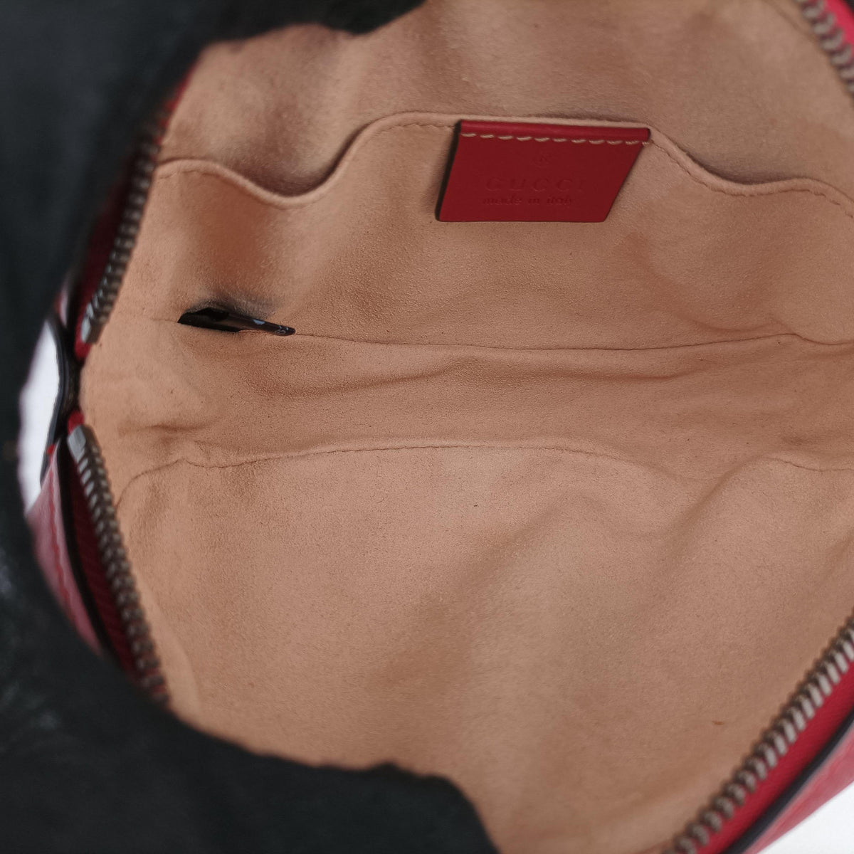 Secondhand Gucci GG Marmont Red Leather 476434 bum bag/waist bag | stylenewstar