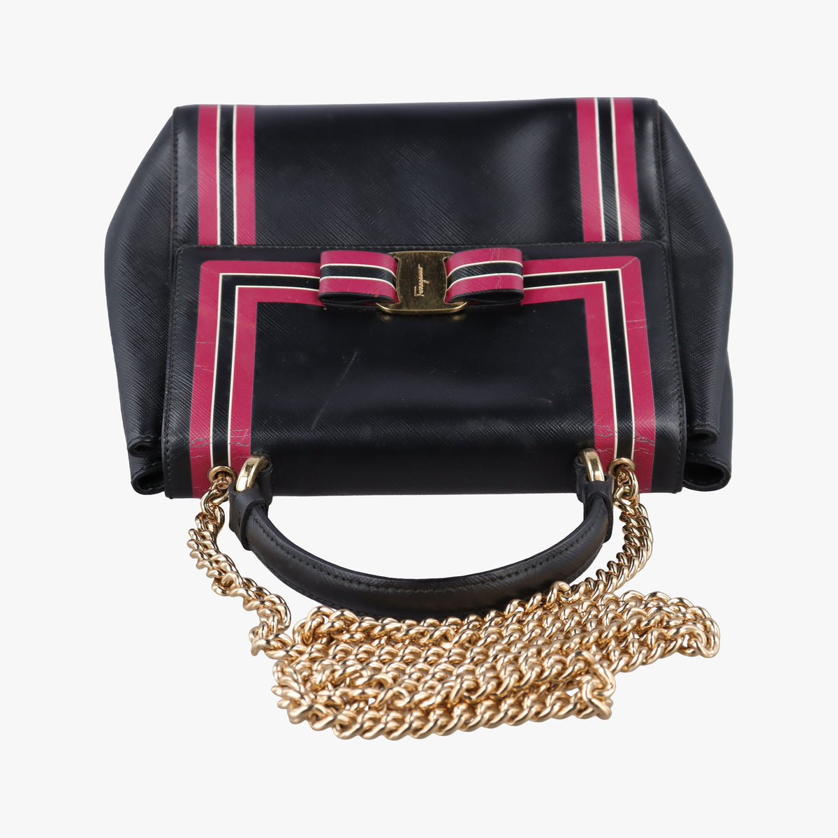 Vintage Ferragamo Vara Black x Pink Leather  shoulderbag | stylenewstar