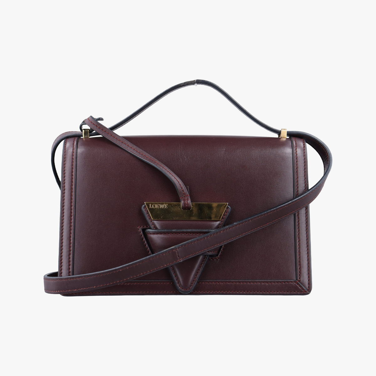 Pre-owned Loewe Barcelona Dark Burgundy Leather  shoulderbag | stylenewstar