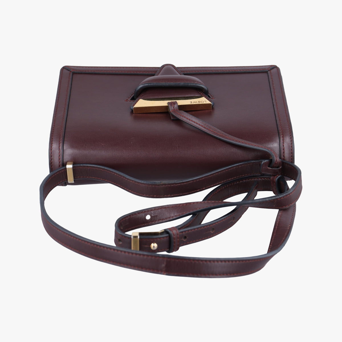 Pre-owned Loewe Barcelona Dark Burgundy Leather  shoulderbag | stylenewstar