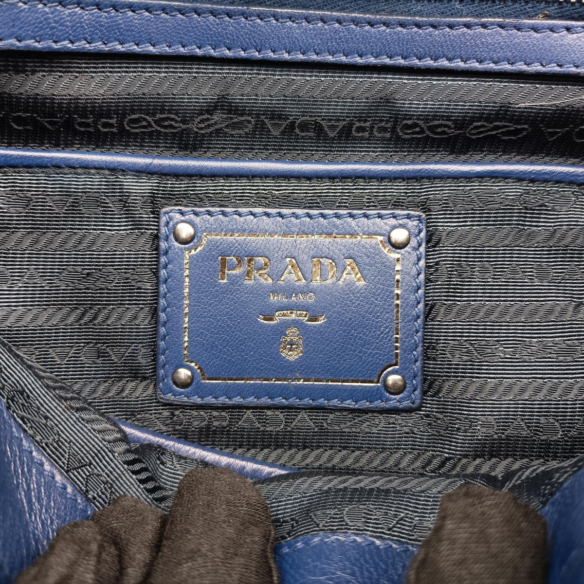 Secondhand Prada Gaufre Blue Lambskin  shoulderbag | stylenewstar