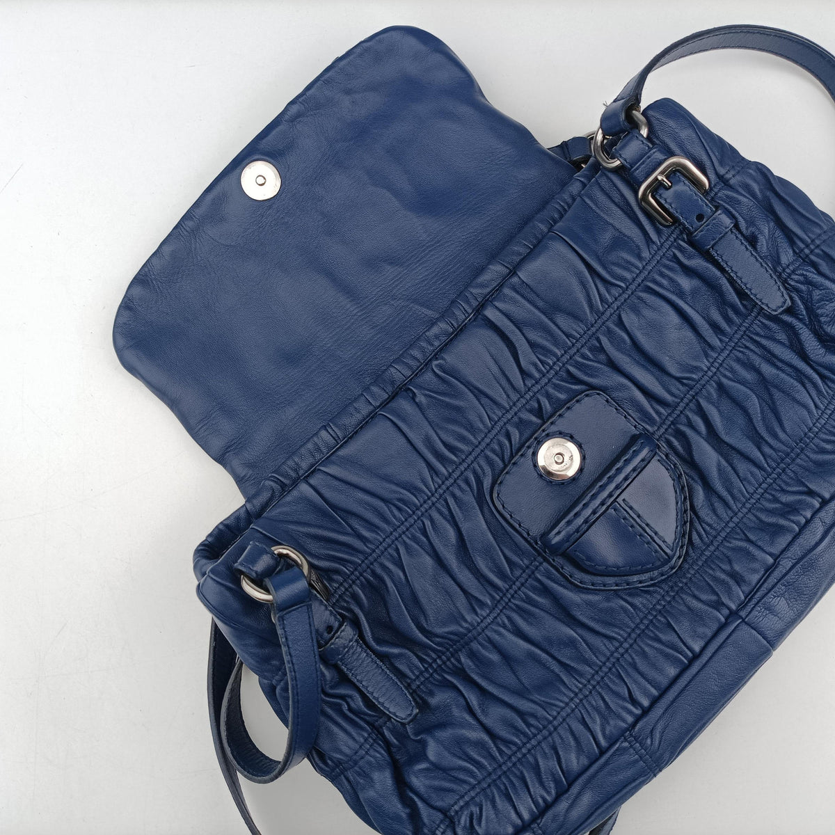 Secondhand Prada Gaufre Blue Lambskin  shoulderbag | stylenewstar