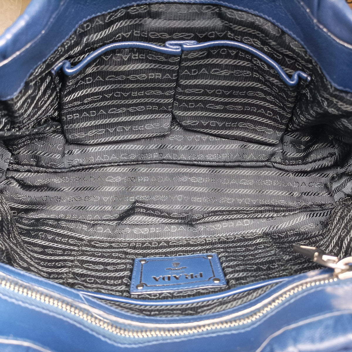 Secondhand Prada Gaufre Blue Lambskin  shoulderbag | stylenewstar