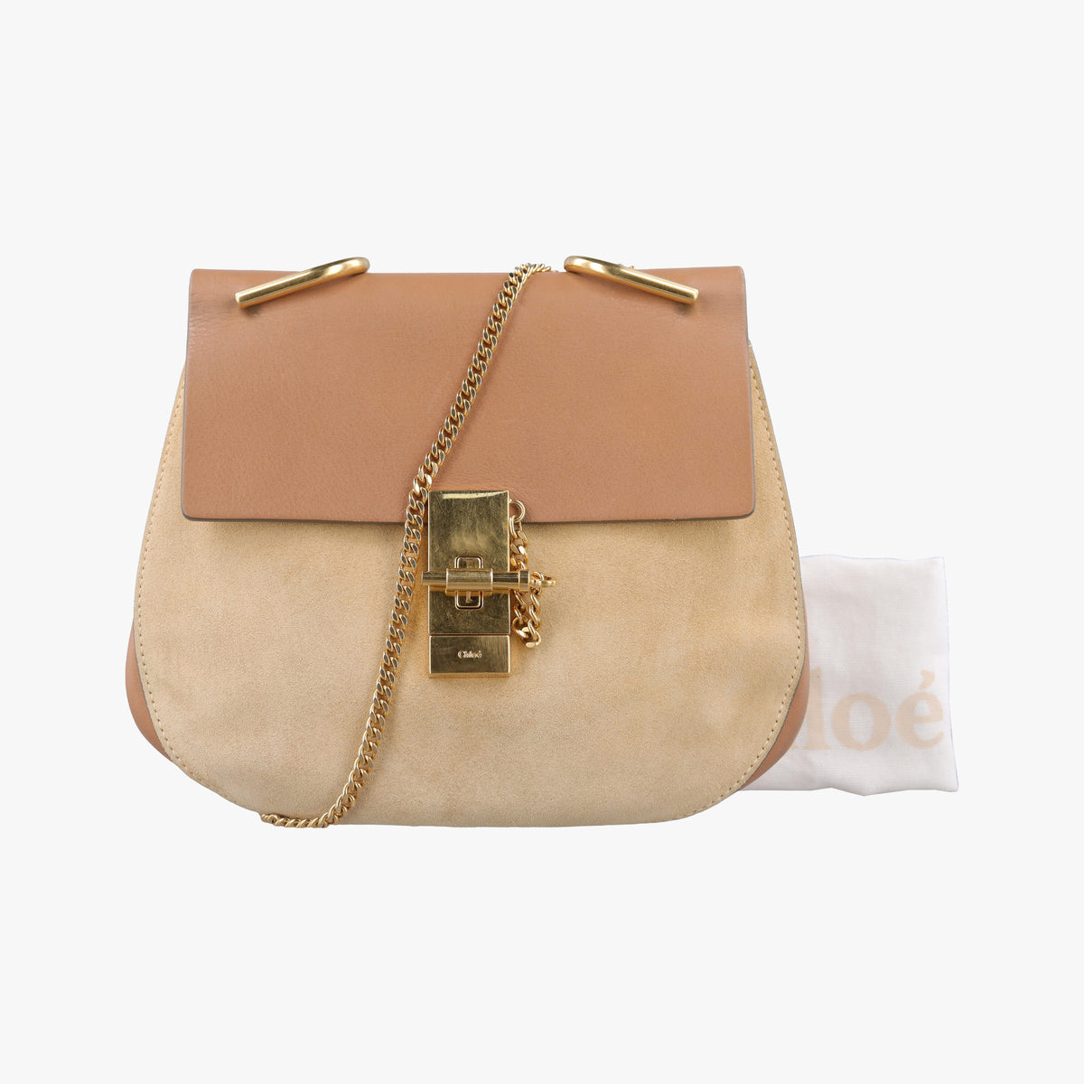 Pre-owned Chloe DREW Camel×Beige Leather×suede  shoulderbag | stylenewstar