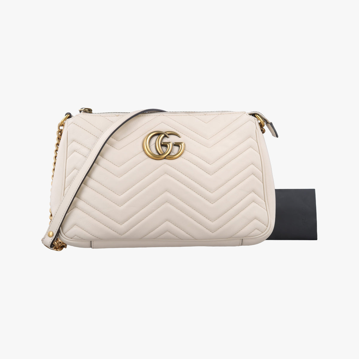 Pre-owned Gucci GG Marmont White Leather 443502 shoulderbag | stylenewstar