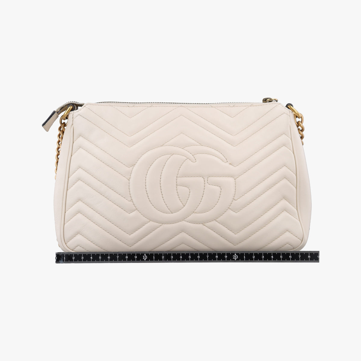 Pre-owned Gucci GG Marmont White Leather 443502 shoulderbag | stylenewstar