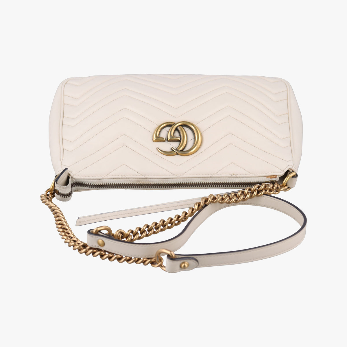 Pre-owned Gucci GG Marmont White Leather 443502 shoulderbag | stylenewstar