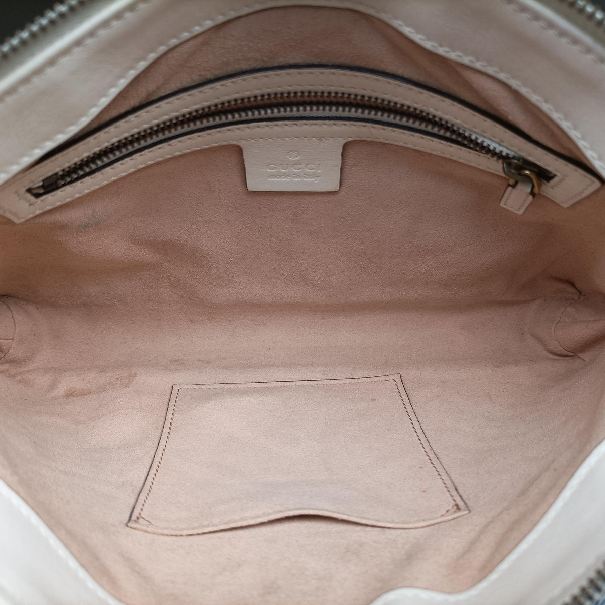 Pre-owned Gucci GG Marmont White Leather 443502 shoulderbag | stylenewstar