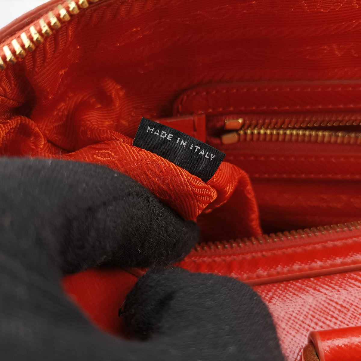 Pre-owned Prada Bowling Bag Orange Patent SAFFIANO Leather BL0797 shoulderbag | stylenewstar