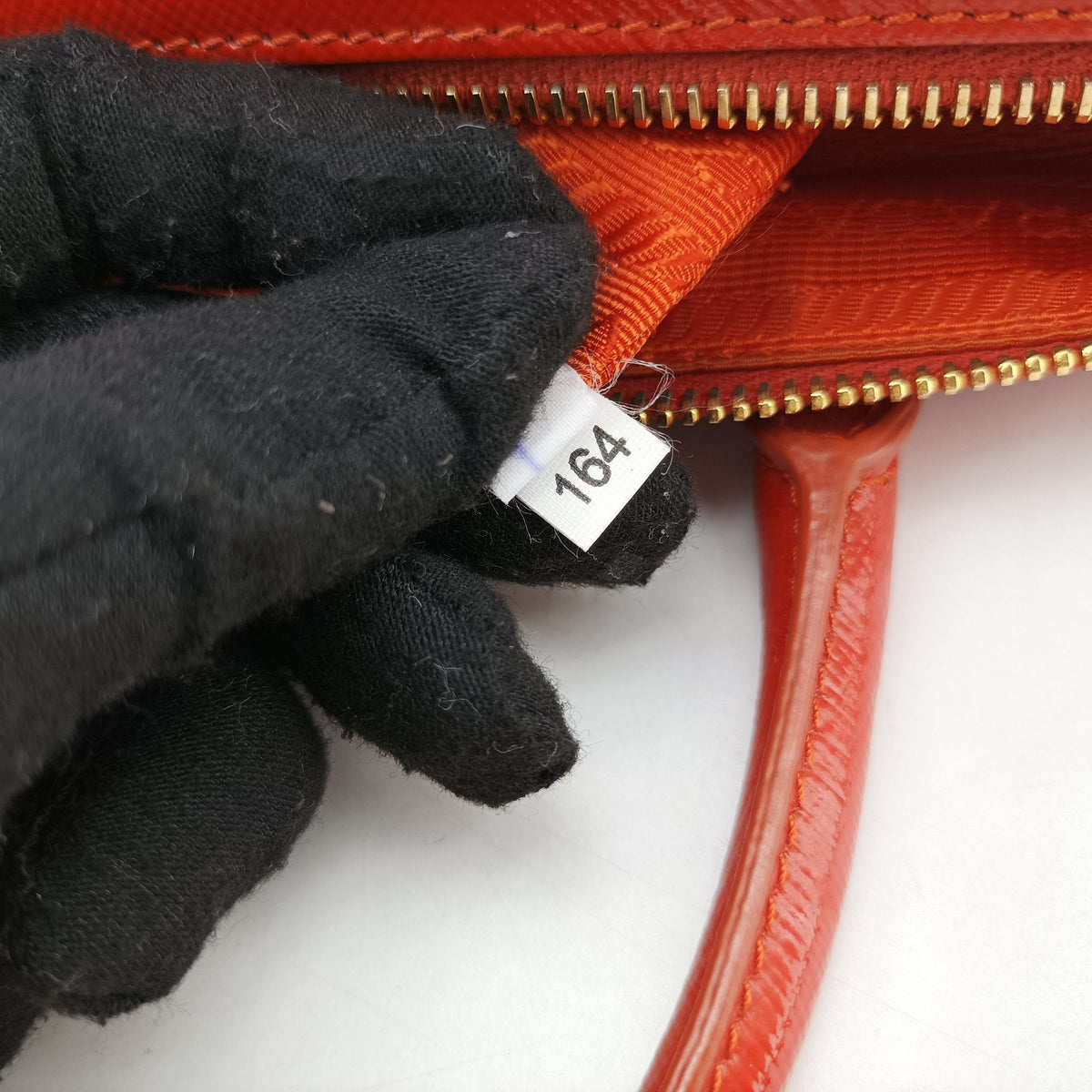 Pre-owned Prada Bowling Bag Orange Patent SAFFIANO Leather BL0797 shoulderbag | stylenewstar