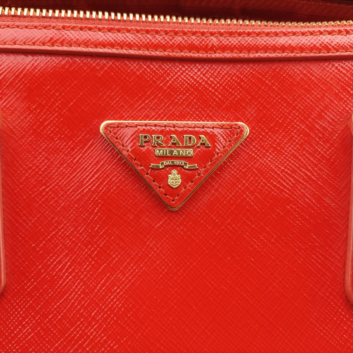 Pre-owned Prada Bowling Bag Orange Patent SAFFIANO Leather BL0797 shoulderbag | stylenewstar