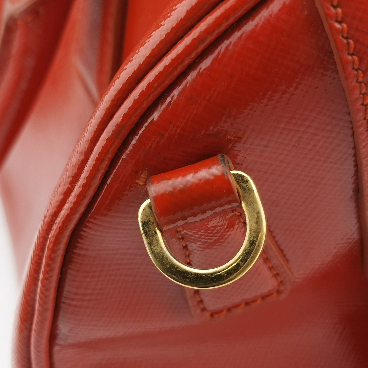 Pre-owned Prada Bowling Bag Orange Patent SAFFIANO Leather BL0797 shoulderbag | stylenewstar