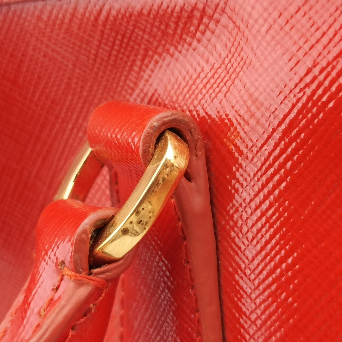 Pre-owned Prada Bowling Bag Orange Patent SAFFIANO Leather BL0797 shoulderbag | stylenewstar