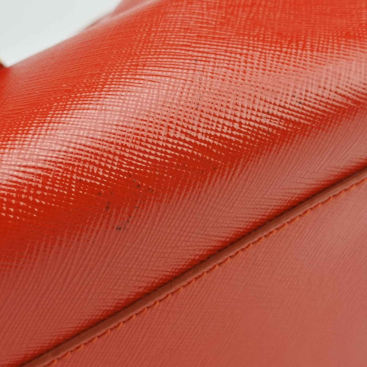 Pre-owned Prada Bowling Bag Orange Patent SAFFIANO Leather BL0797 shoulderbag | stylenewstar