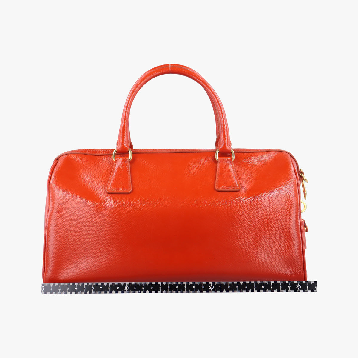Pre-owned Prada Bowling Bag Orange Patent SAFFIANO Leather BL0797 shoulderbag | stylenewstar