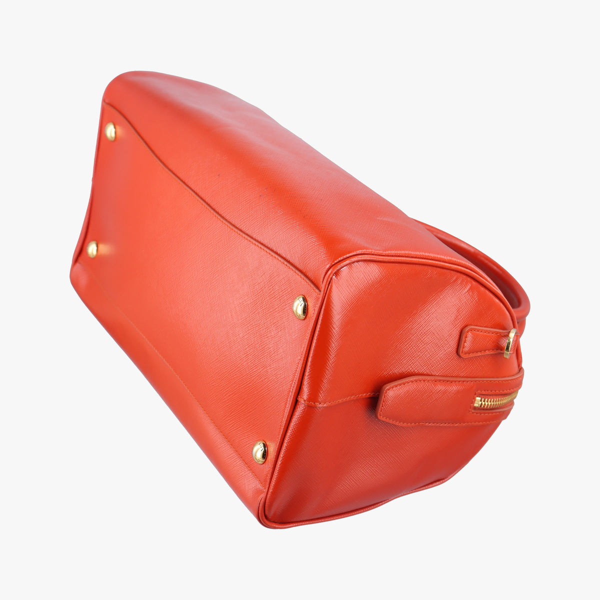 Pre-owned Prada Bowling Bag Orange Patent SAFFIANO Leather BL0797 shoulderbag | stylenewstar