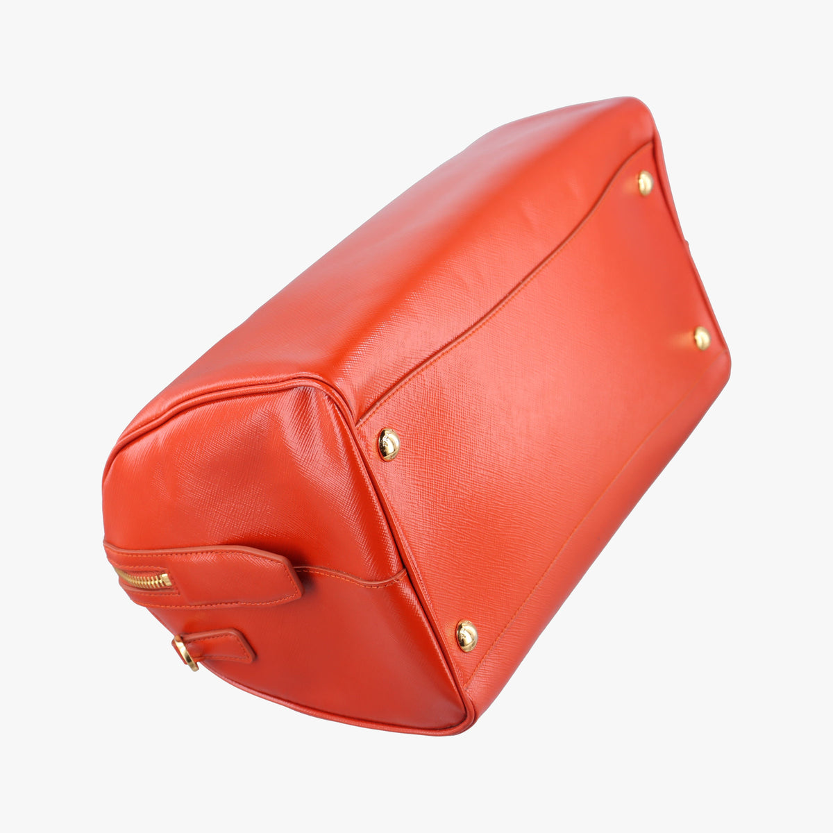 Pre-owned Prada Bowling Bag Orange Patent SAFFIANO Leather BL0797 shoulderbag | stylenewstar