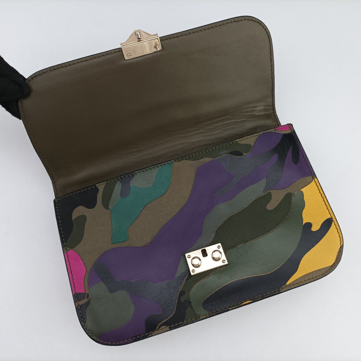 Pre-owned Valentino Rockstud Glam Lock Multicolour canvas× leather  shoulderbag | stylenewstar
