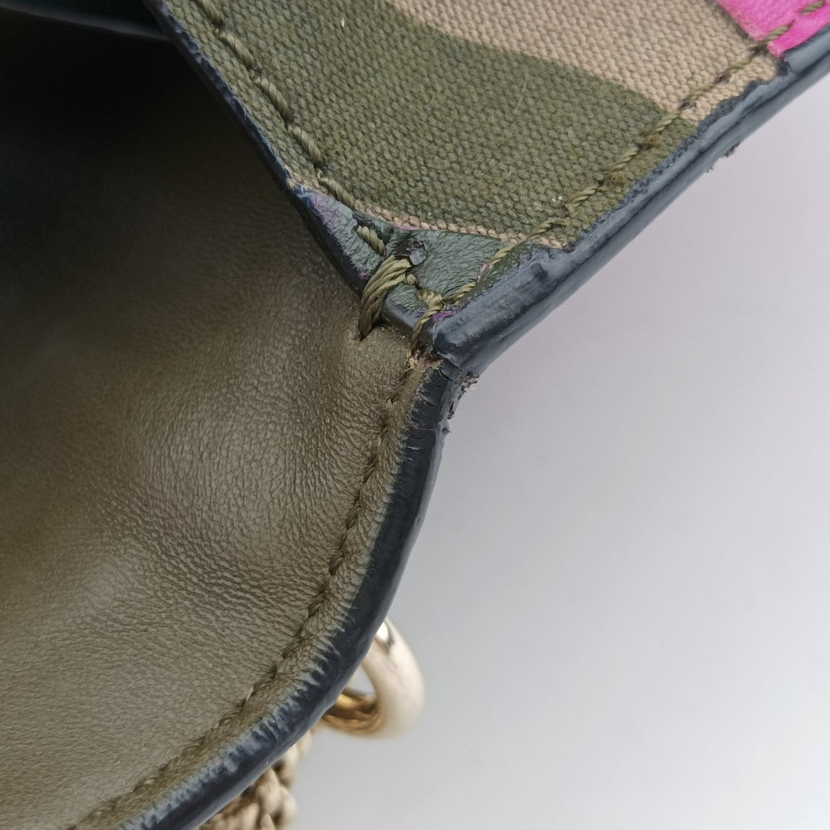 Pre-owned Valentino Rockstud Glam Lock Multicolour canvas× leather  shoulderbag | stylenewstar