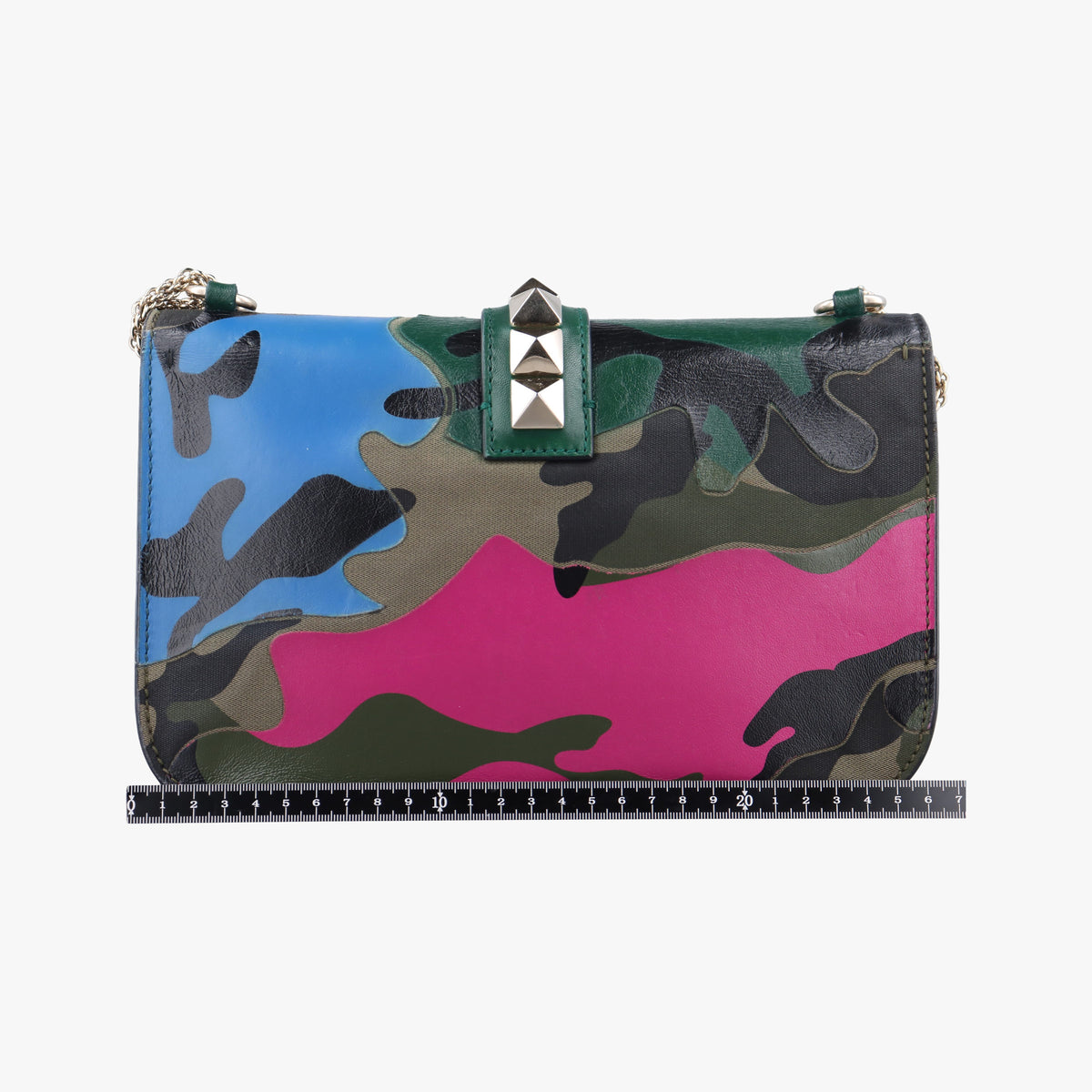 Pre-owned Valentino Rockstud Glam Lock Multicolour canvas× leather  shoulderbag | stylenewstar