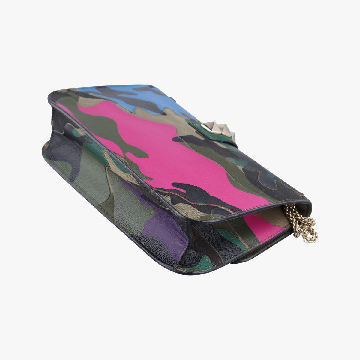 Pre-owned Valentino Rockstud Glam Lock Multicolour canvas× leather  shoulderbag | stylenewstar