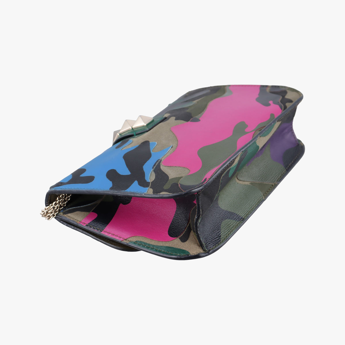 Pre-owned Valentino Rockstud Glam Lock Multicolour canvas× leather  shoulderbag | stylenewstar