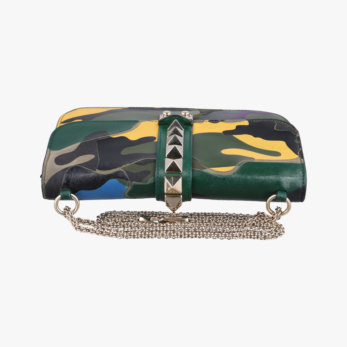 Pre-owned Valentino Rockstud Glam Lock Multicolour canvas× leather  shoulderbag | stylenewstar