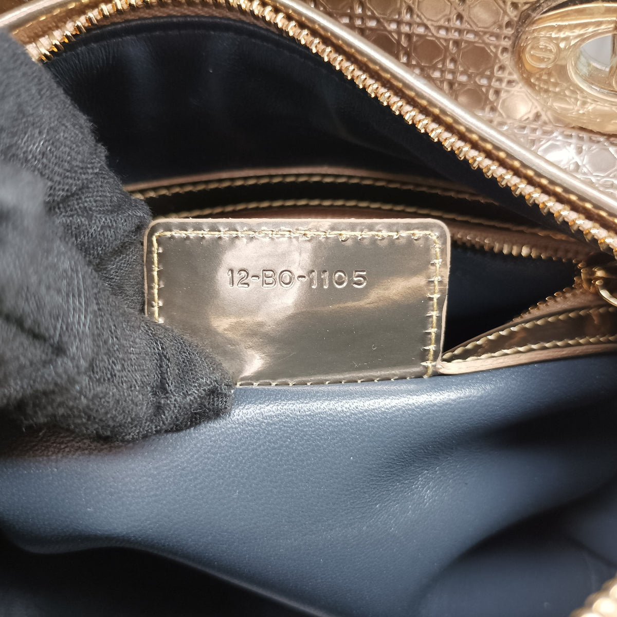 Pre-owned Christian Dior Lady Dior Golden Patent Leather  shoulderbag | stylenewstar