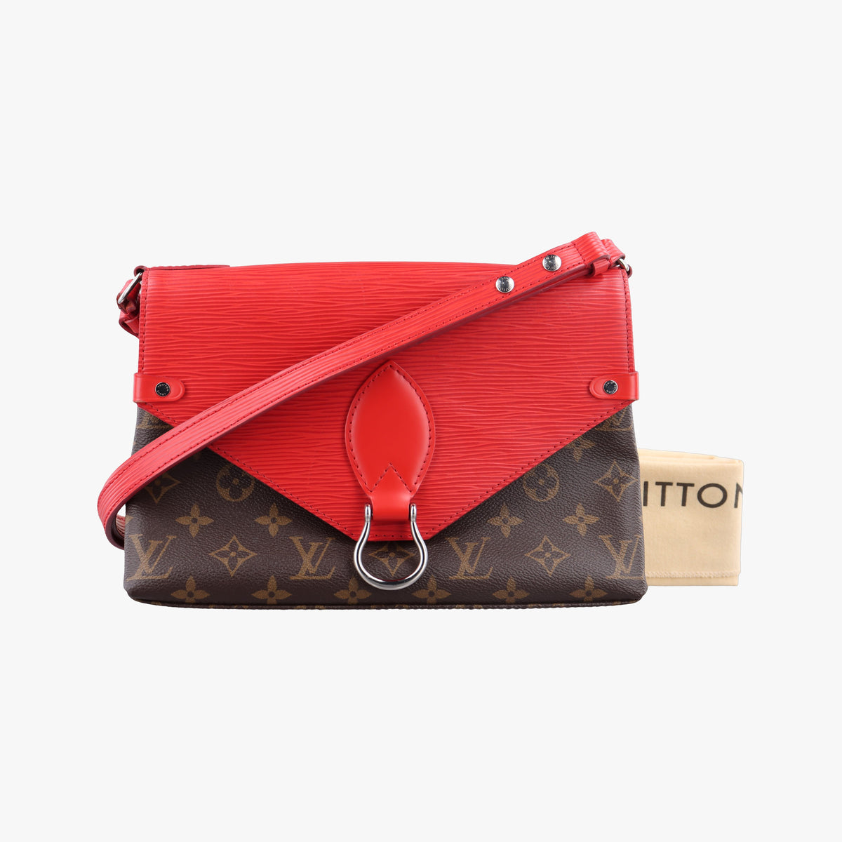 Secondhand Louis Vuitton SAINT MICHEL brown×COQUELICOT Monogram Canvas×calf leather M44031 shoulderbag | stylenewstar