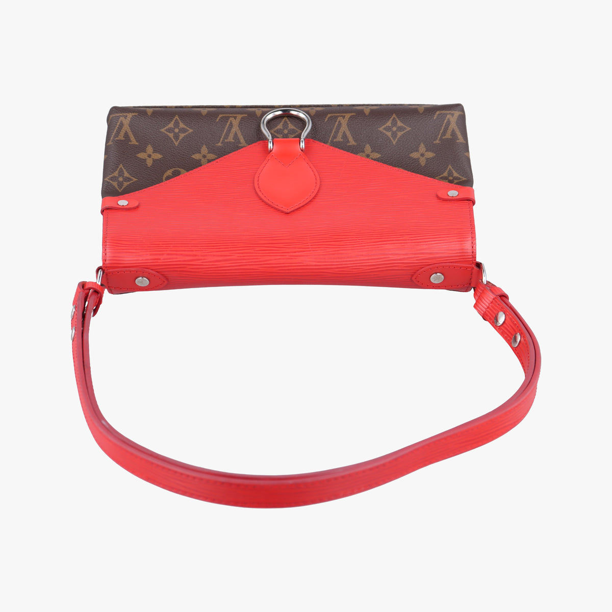Secondhand Louis Vuitton SAINT MICHEL brown×COQUELICOT Monogram Canvas×calf leather M44031 shoulderbag | stylenewstar