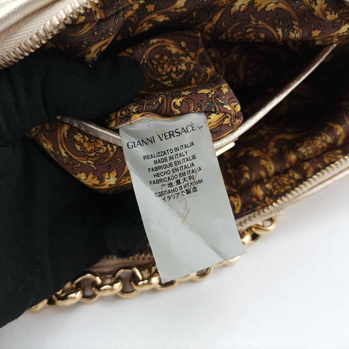 Pre-owned VERSACE Medusa Charm Vanitas Golden Leather  shoulderbag | stylenewstar