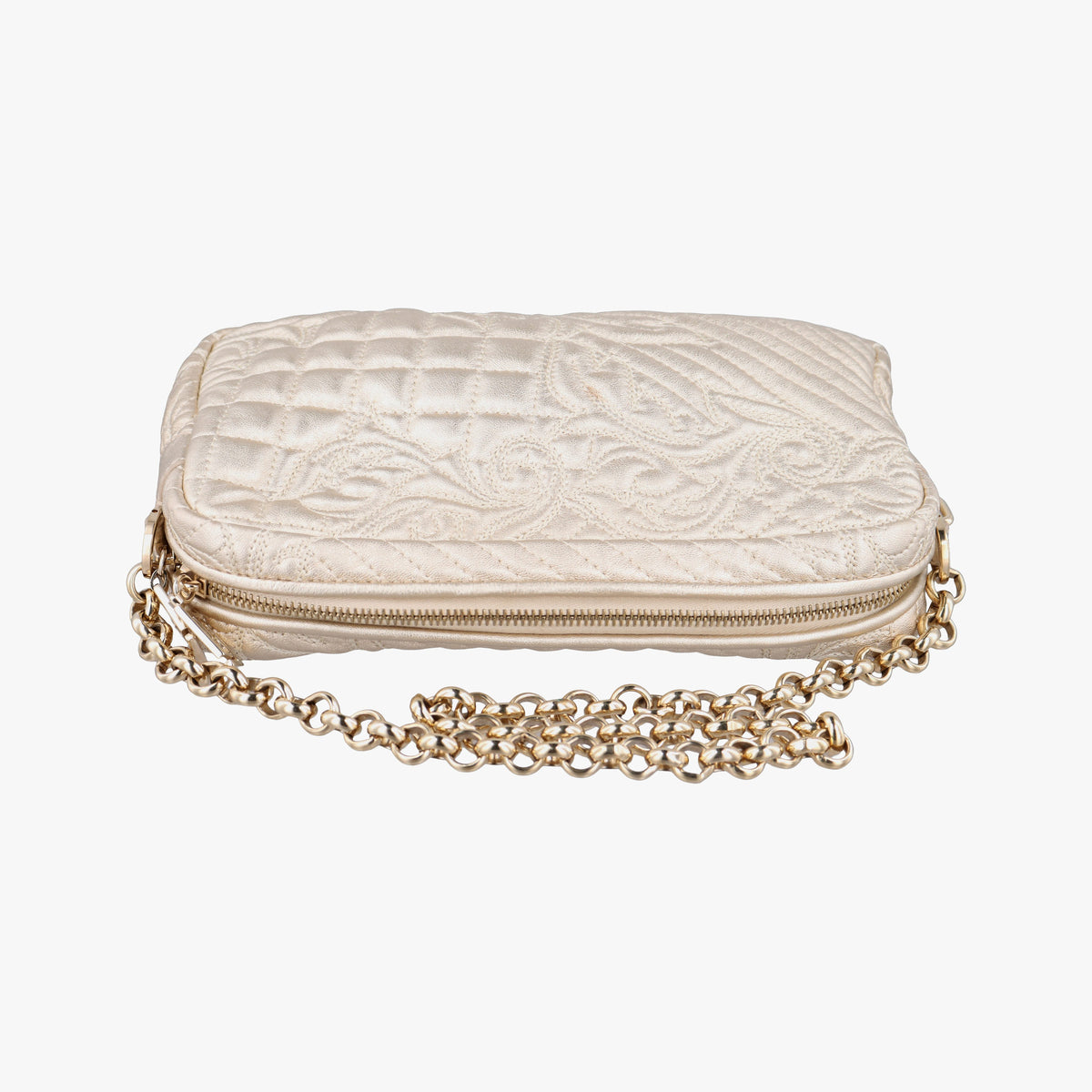 Pre-owned VERSACE Medusa Charm Vanitas Golden Leather  shoulderbag | stylenewstar
